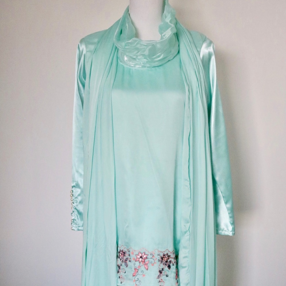 3-piece Pakistani designer embroidered satin suit